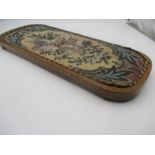 A Victorian bead work tray/stand with cross hatched inlay to sides