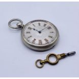 A fine silver fob watch with silvered dial