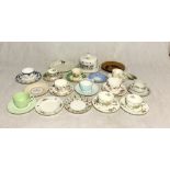 A collection of various china, mainly teacups and saucers