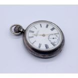 An AWW co., Waltham, Mass. silver pocket watch with subsidiary second dial