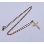A 9ct gold cross and fine chain, total weight 1.9g