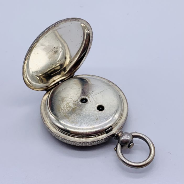 A fine silver fob watch with silvered dial - Image 4 of 4