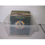 A collection of 12" vinyl records including ELO, Abba, Billy Joel, The Beach Boys, Rod Stewart,