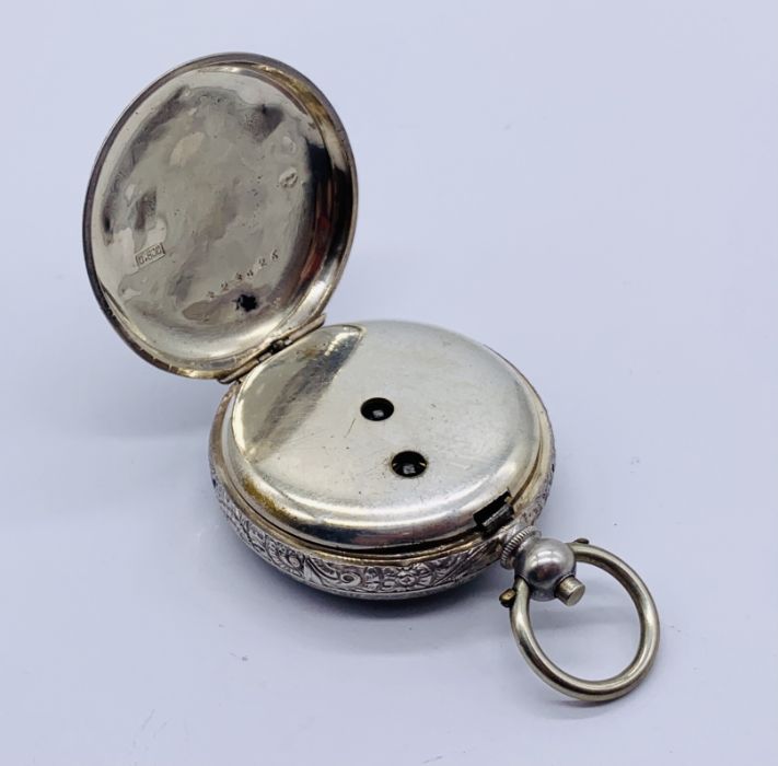 A silver (800) fob watch with subsidiary second dial - Image 4 of 4