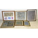 A collection of framed postage stamps