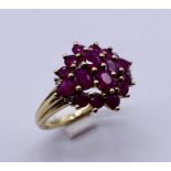A 9ct gold ruby cluster ring