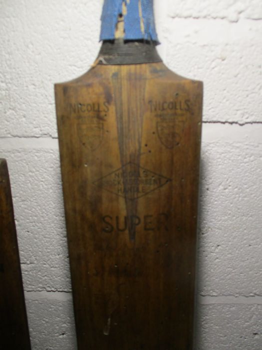 Two vintage cricket bats one is marked Nicolls and stamped J F Anderson, the other is a Gradidge, - Image 6 of 10