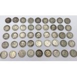 A collection of silver shillings and sixpences from 1887 onwards
