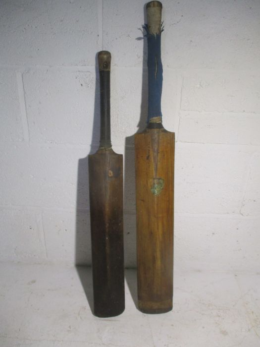 Two vintage cricket bats one is marked Nicolls and stamped J F Anderson, the other is a Gradidge, - Image 2 of 10