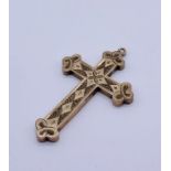 An unmarked Victorian 9ct rose gold cross, weight 4g