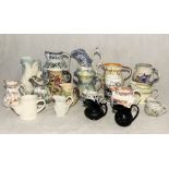 A large collection of jugs including Royal Doulton, Honiton pottery, Masons etc