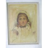 A Victorian oil painting of a young girl signed and dated Ettie Cox 1894
