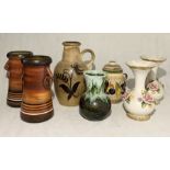 A collection of various vases and jugs including West German pottery, Capodimonte etc