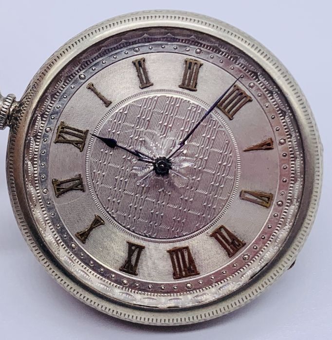 A fine silver fob watch with silvered dial - Image 2 of 4