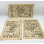 Three hand drawn maps of Bedfordshire, Cambridgeshire and Huntingdonshire by H Moll, Geographer with