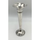 A hallmarked silver trumpet vase