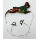 A Lehmann Tinplate Nr 385 "Tom" The Climbing Monkey with felt covered coat, "Tom" on red fez.