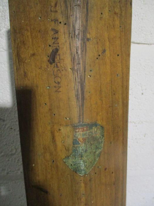 Two vintage cricket bats one is marked Nicolls and stamped J F Anderson, the other is a Gradidge, - Image 3 of 10