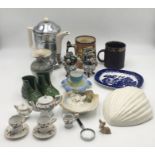 A collection of various china and other items including Sylvac, studio pottery vase, retro coffee