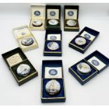 A collection of English Enamel trinket boxes on the subject of Famous Sailing Ships of the 19th