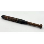 A Victorian hand painted truncheon with crowned VR cypher with city of Worcester coat of arms and