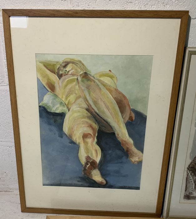 A collection of four paintings and sketches, including three nudes and a pastel - Image 2 of 4