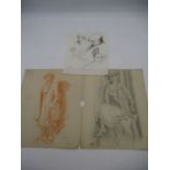 In the manner of Augustus John, two pencil sketches of ladies ( both dated for 1936) along with a