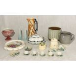 A collection of various china including Art Deco jug, miniature tea set with Chinese design, Beswick