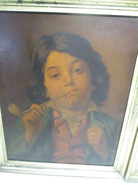 A pair of Victorian oleographs of a young boy. - Image 3 of 10