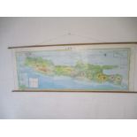 A wall hanging school map of Indonesia. 212cm x 79cm