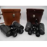 A pair of Carl Zeiss Jenautic 7 X 50 binoculars in leather case along with a pair of Tohyoh 12 x