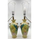 A pair of Royal Bonn Franz Anton Mehlem porcelain lamps