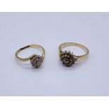 Two 9ct gold cluster rings set with diamonds total weight 4.4g