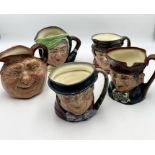 A collection of large Royal Doulton character jugs including John Barleycorn Old Lad, Sairey Gamp,