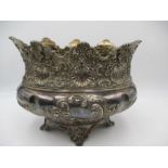 A Victorian silver plated bowl with ornate decoration, maker James Dixon & Sons, 21cm height