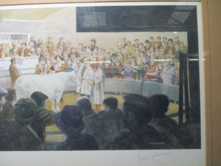 A signed limited edition 159/750 Geldart print of Chelford Cattle market. - Image 3 of 7