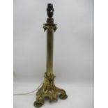A brass column lamp with Art Nouveau styling, height 51cm