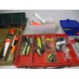 A collection of fishing lures and floats.