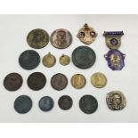A small collection of British coinage including George III gaming tokens, two 1797 cartwheel
