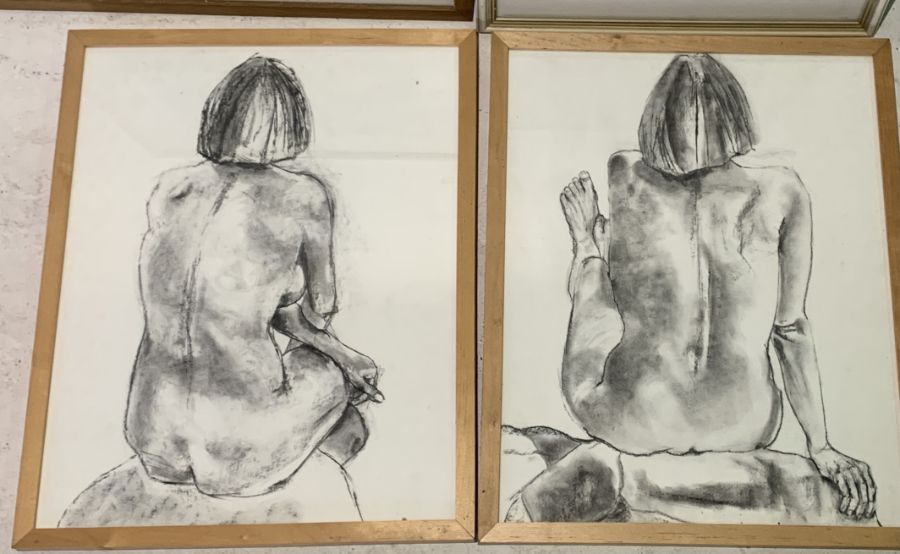 A collection of four paintings and sketches, including three nudes and a pastel - Image 4 of 4