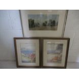 A pair of G Thomasset watercolours along with one other