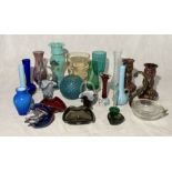 A collection of various art glass