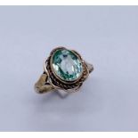 A 9ct gold aquamarine ring