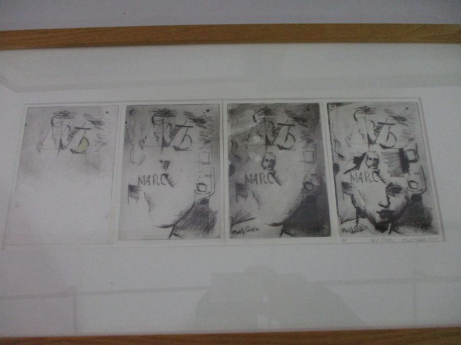 An artists print, test plate by Mark Smith, dated 2001