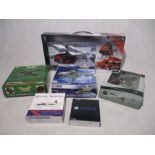 A collection of five boxed die-cast planes and helicopter including a limited edition Corgi Aviation