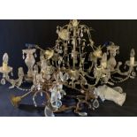 Four modern Chandeliers, includes a bag of spare drops. (All untested) Over three boxes.