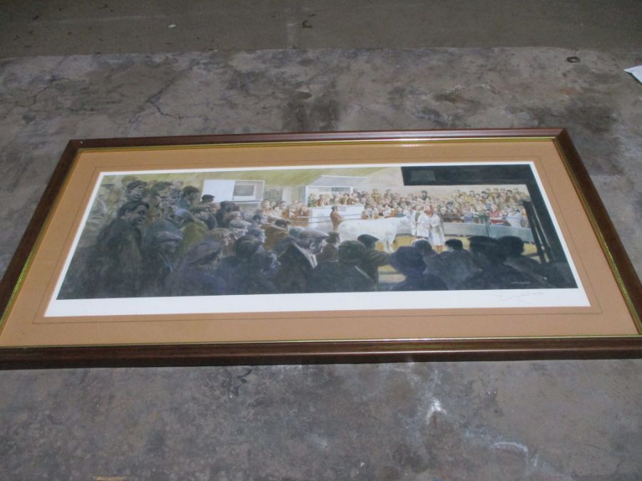 A signed limited edition 159/750 Geldart print of Chelford Cattle market.