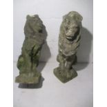 A pair of reconstituted stone Lions