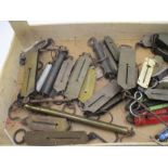 A collection of approx. twenty five small pocket scales including Salters, Hughes, Suffolk,