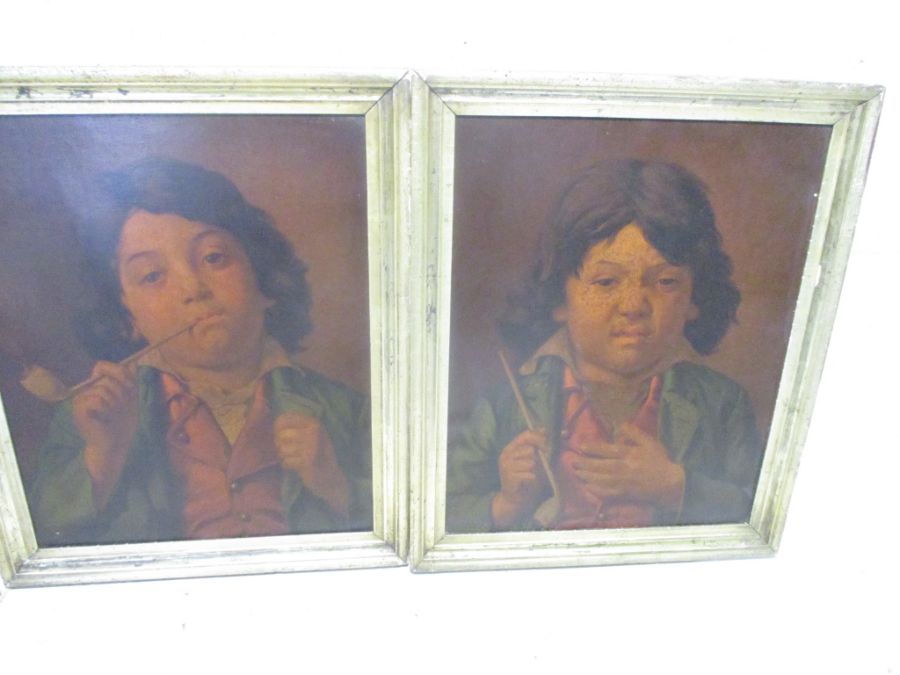 A pair of Victorian oleographs of a young boy. - Image 2 of 10